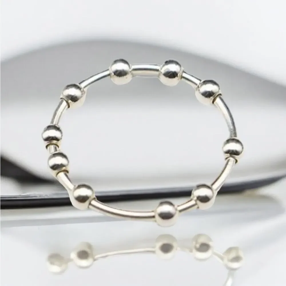 NEW sterling silver anxiety fidget spinning ring jewelry size 7 B21